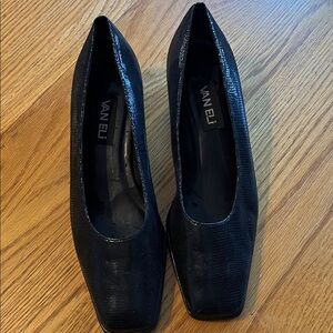 Vaneli Black Textured Heels